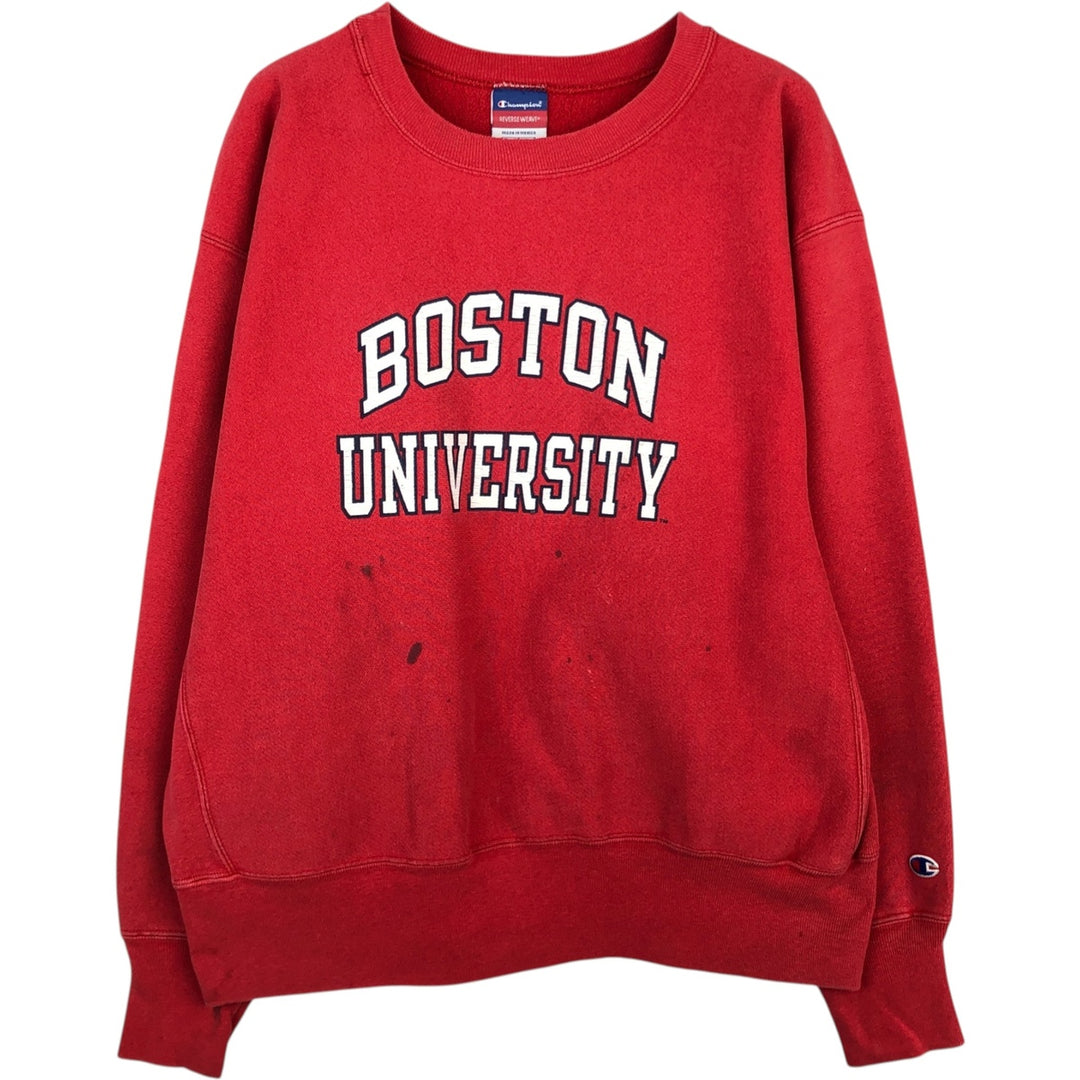 Champion Reverse Weave Boston University College Sweatshirt (Men's XL equivalent) cotton red type Vintage Second Hand