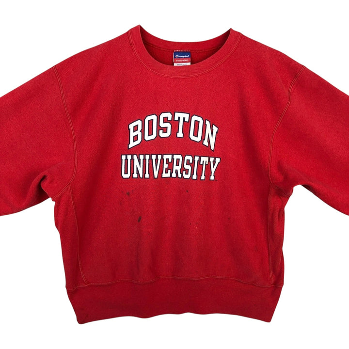 Champion Reverse Weave Boston University College Sweatshirt (Men's XL equivalent) cotton red type Vintage Second Hand