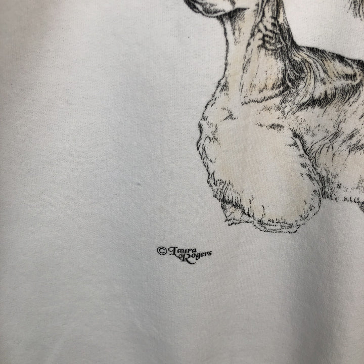 90'S Hanes COMFORTBLEND Dog Print Animal Sweatshirt, Men's XL (approx.), Vintage cotton white type Vintage Second Hand