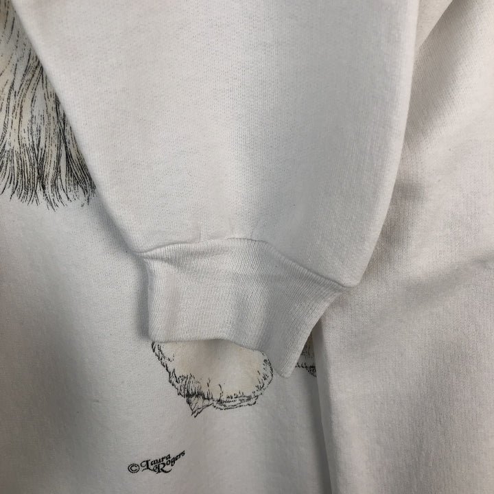 90'S Hanes COMFORTBLEND Dog Print Animal Sweatshirt, Men's XL (approx.), Vintage cotton white type Vintage Second Hand