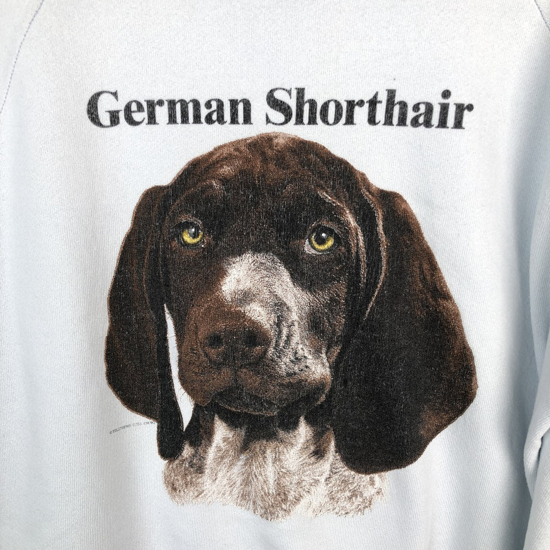 Vintage 80s-90'S Jerzees Dog Print Animal Sweatshirt, Made in USA, Men's Size XL cotton Blue type light blue Vintage Second Hand