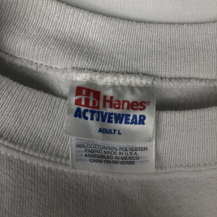 90'S Hanes ACTIVEWEAR Cat Pattern Animal Sweatshirt, Made in USA, Men's Size L (approx.), Vintage cotton white type Vintage Second Hand