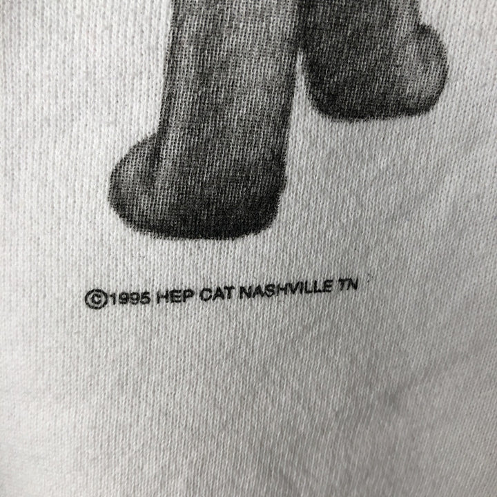90'S Hanes ACTIVEWEAR Cat Pattern Animal Sweatshirt, Made in USA, Men's Size L (approx.), Vintage cotton white type Vintage Second Hand