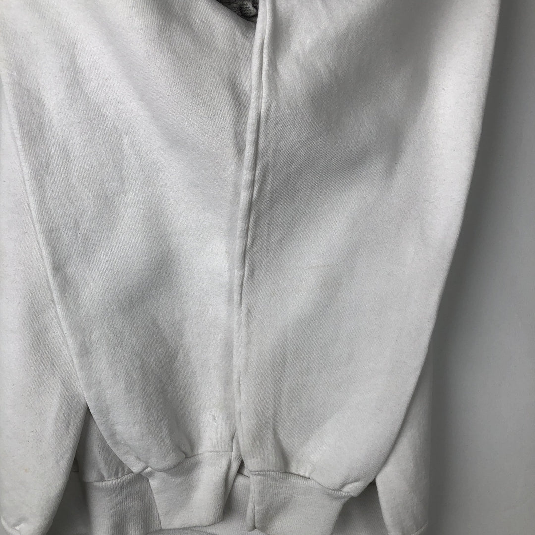 90'S Hanes ACTIVEWEAR Cat Pattern Animal Sweatshirt, Made in USA, Men's Size L (approx.), Vintage cotton white type Vintage Second Hand