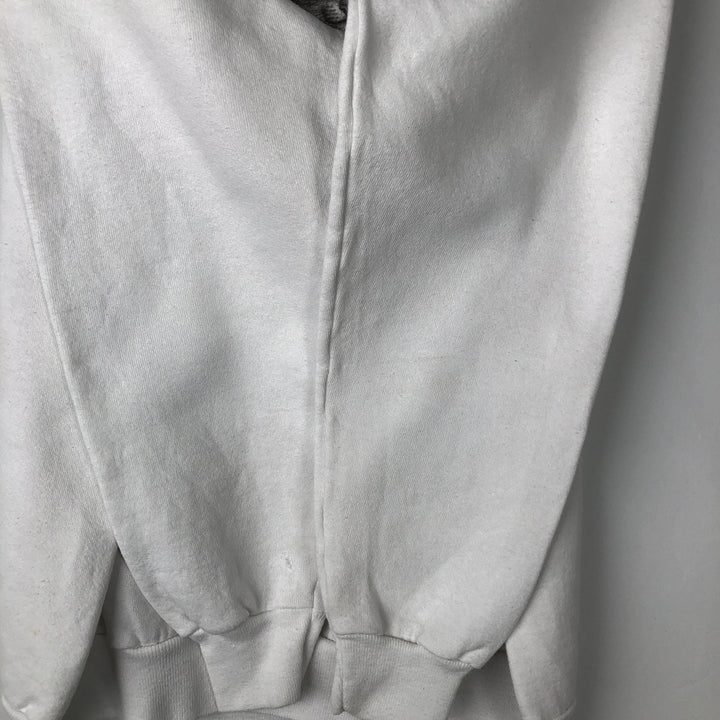 90'S Hanes ACTIVEWEAR Cat Pattern Animal Sweatshirt, Made in USA, Men's Size L (approx.), Vintage cotton white type Vintage Second Hand