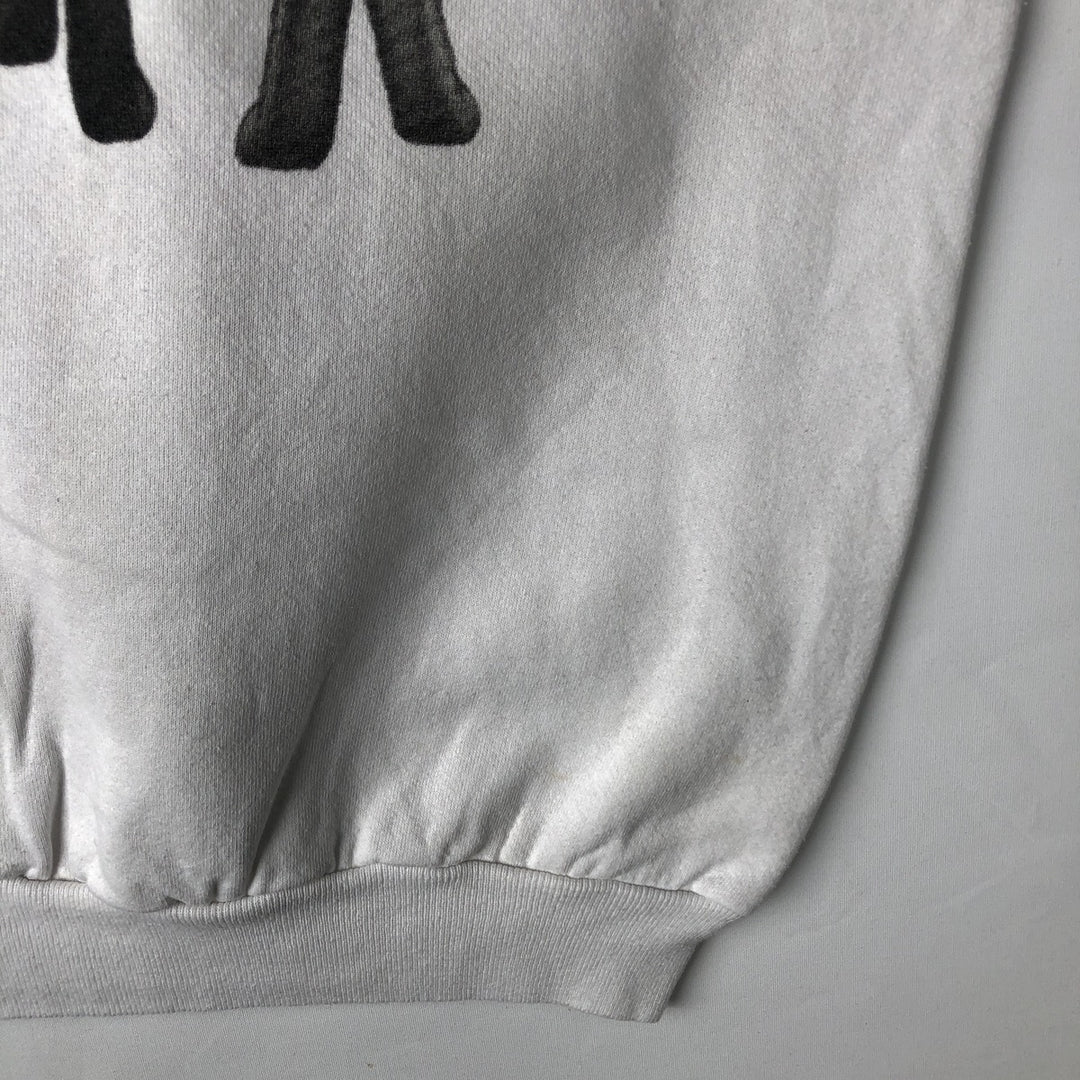 90'S Hanes ACTIVEWEAR Cat Pattern Animal Sweatshirt, Made in USA, Men's Size L (approx.), Vintage cotton white type Vintage Second Hand