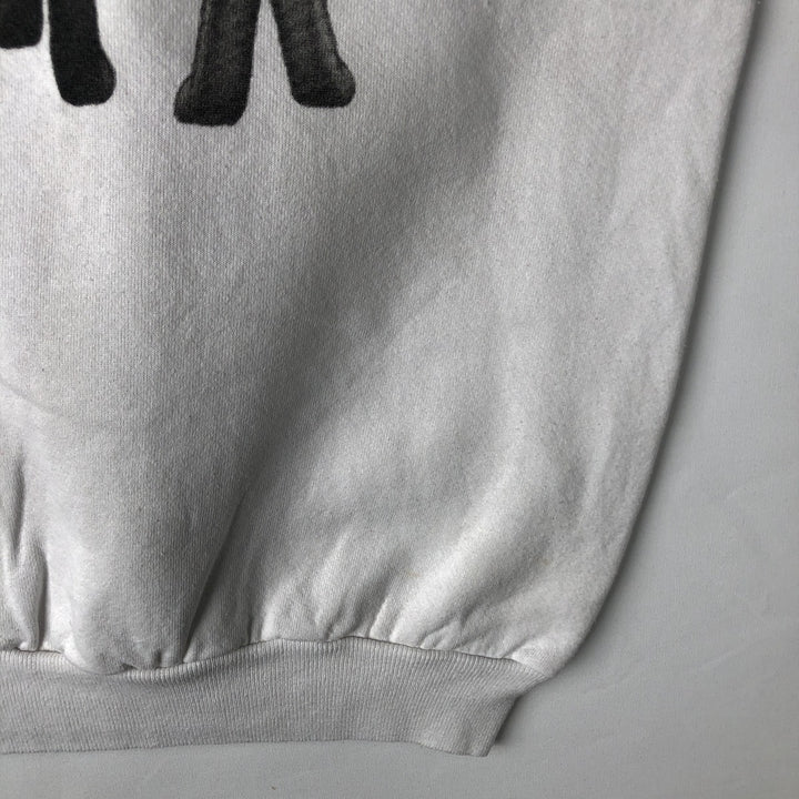 90'S Hanes ACTIVEWEAR Cat Pattern Animal Sweatshirt, Made in USA, Men's Size L (approx.), Vintage cotton white type Vintage Second Hand