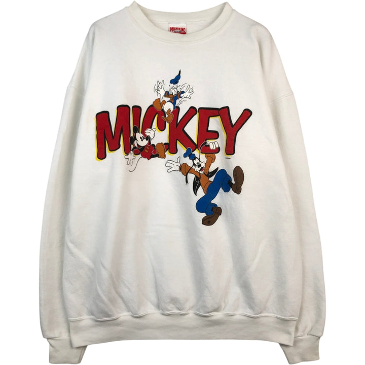 90'S Micky, Ink Disney Character Sweatshirt, Made in USA, Men's XL equivalent, Vintage cotton white type Vintage Second Hand