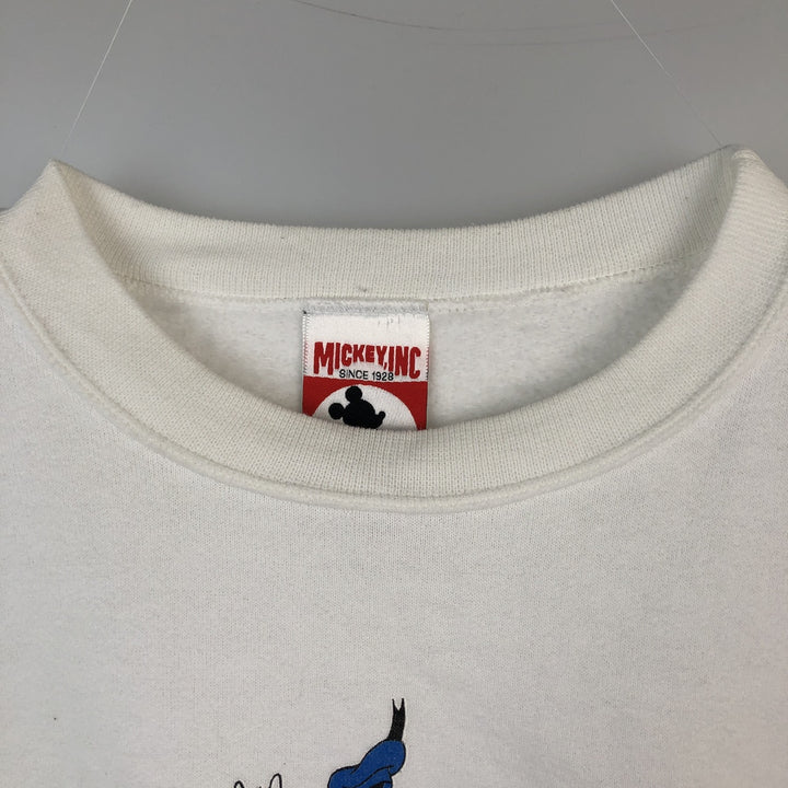 90'S Micky, Ink Disney Character Sweatshirt, Made in USA, Men's XL equivalent, Vintage cotton white type Vintage Second Hand