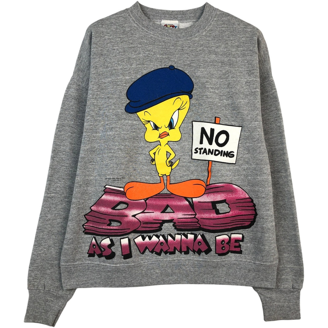 Vintage 90'S Looney Tunes Tweety character sweatshirt, Made in USA, Men's Size L cotton gray type Vintage Second Hand