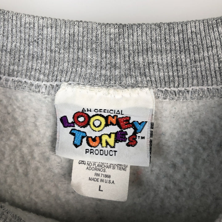 Vintage 90'S Looney Tunes Tweety character sweatshirt, Made in USA, Men's Size L cotton gray type Vintage Second Hand