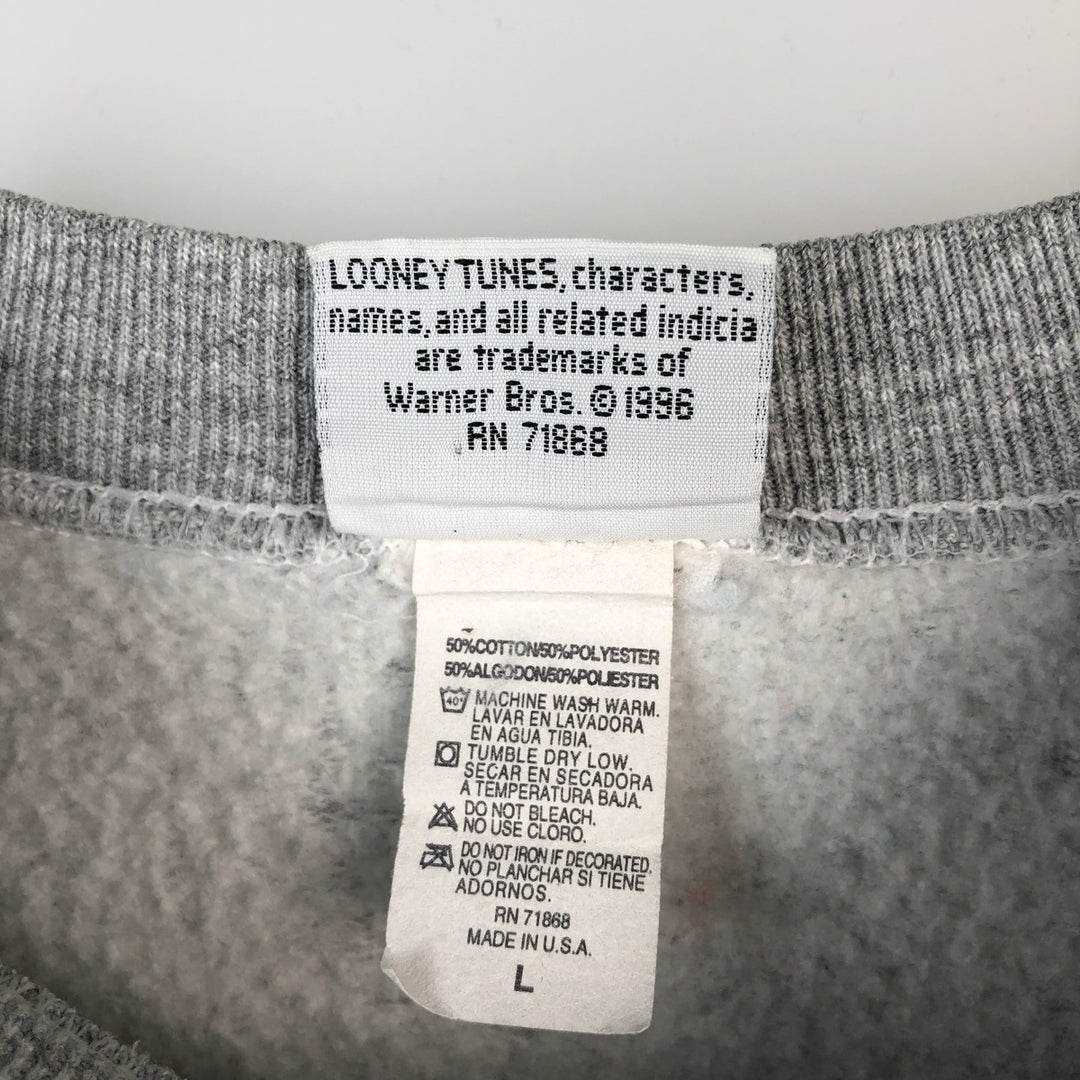 Vintage 90'S Looney Tunes Tweety character sweatshirt, Made in USA, Men's Size L cotton gray type Vintage Second Hand