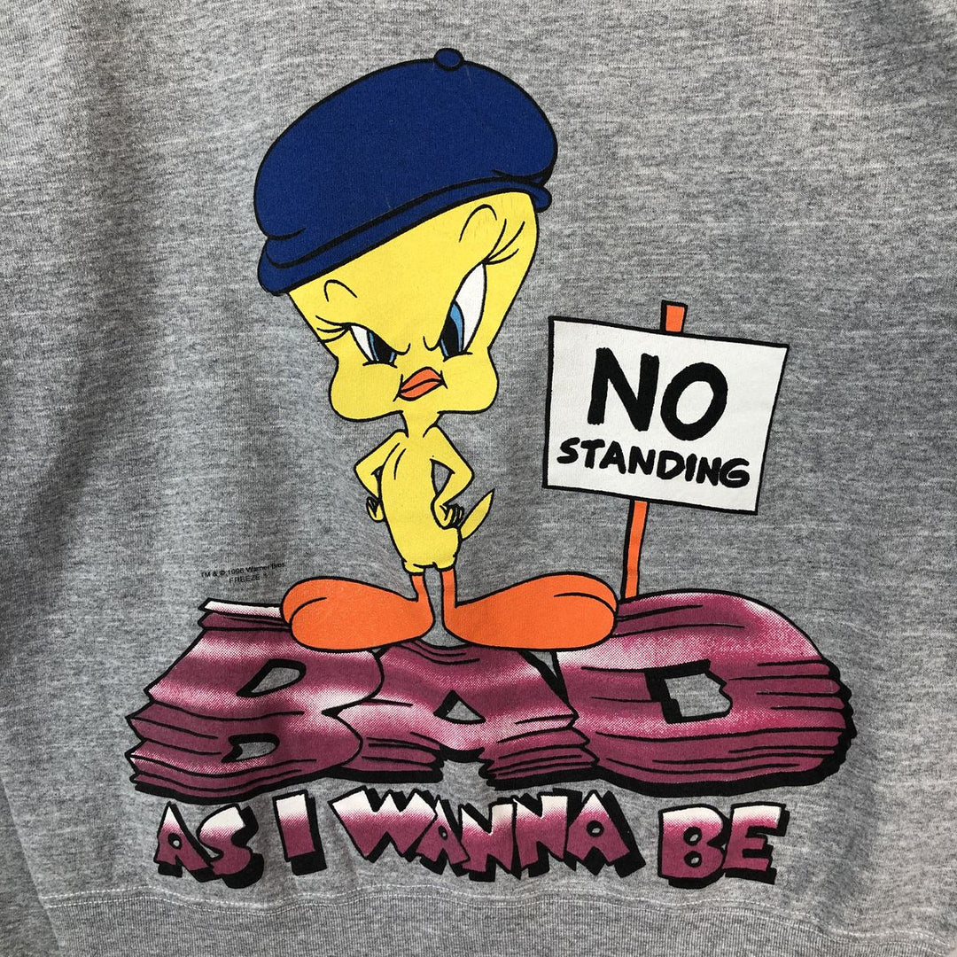 Vintage 90'S Looney Tunes Tweety character sweatshirt, Made in USA, Men's Size L cotton gray type Vintage Second Hand