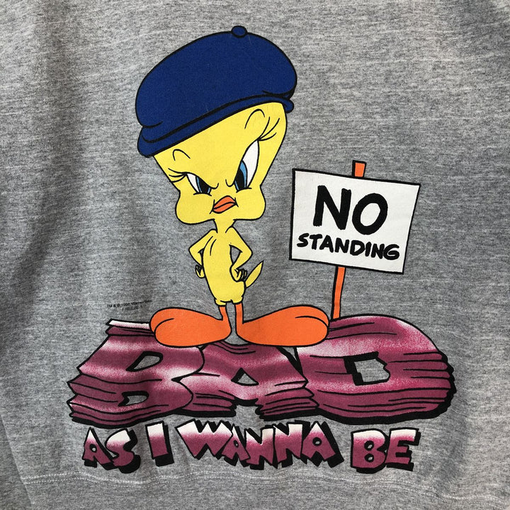 Vintage 90'S Looney Tunes Tweety character sweatshirt, Made in USA, Men's Size L cotton gray type Vintage Second Hand