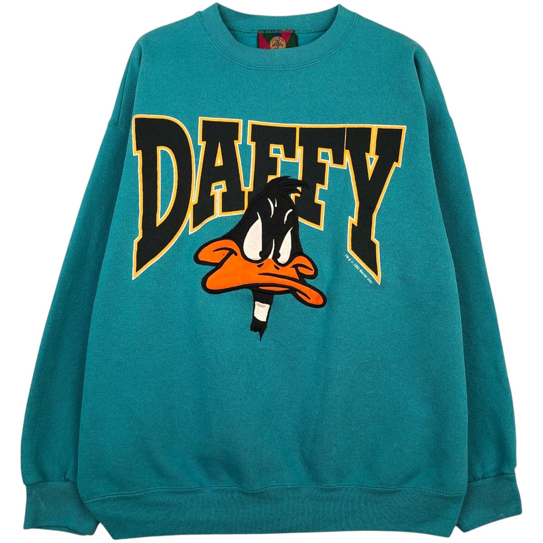 90'S JOSTENS DAFFY Duffy Duck Character Sweatshirt, Made in USA, Men's XL equivalent, Vintage cotton green type Vintage Second Hand