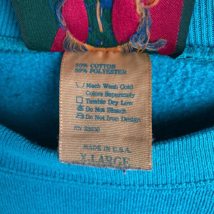 90'S JOSTENS DAFFY Duffy Duck Character Sweatshirt, Made in USA, Men's XL equivalent, Vintage cotton green type Vintage Second Hand
