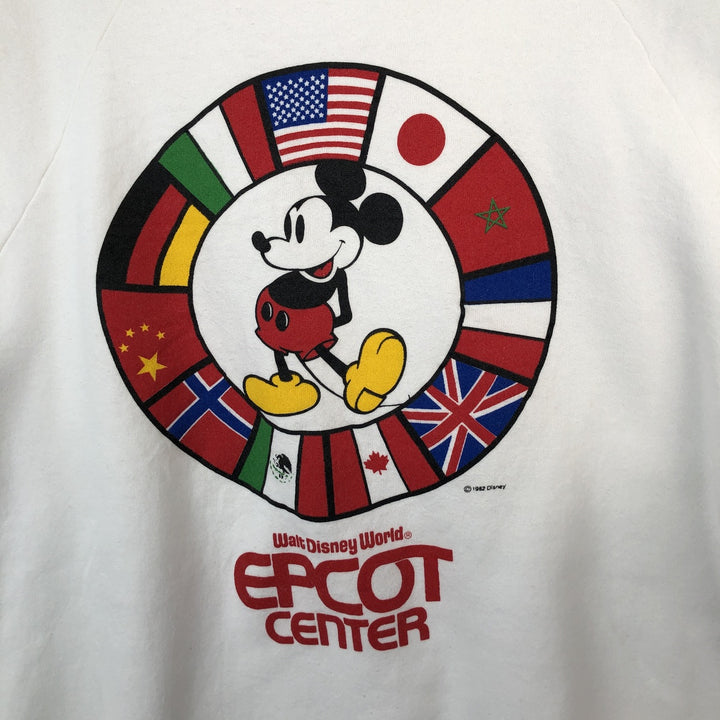 80'S Disney Mickey Mouse character sweatshirt, made in USA, men's XL size, vintage cotton white type Vintage Second Hand