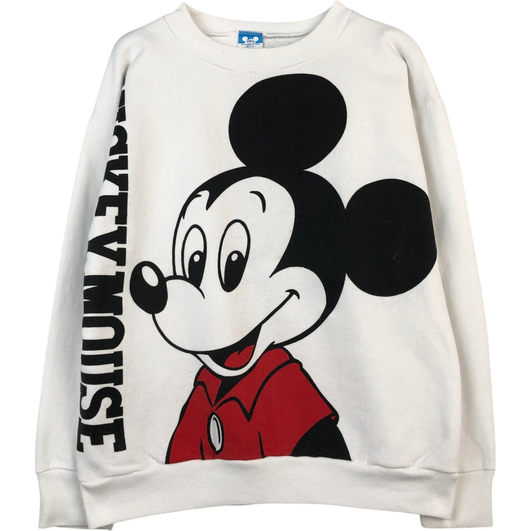 1980'S Disney Mickey Mouse Character Sweatshirt, Made in USA, Men's Size S (approx.), Vintage cotton white type Vintage Second Hand