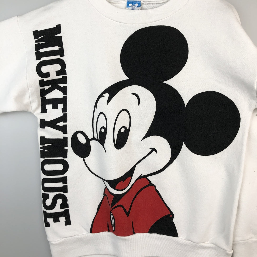 1980'S Disney Mickey Mouse Character Sweatshirt, Made in USA, Men's Size S (approx.), Vintage cotton white type Vintage Second Hand