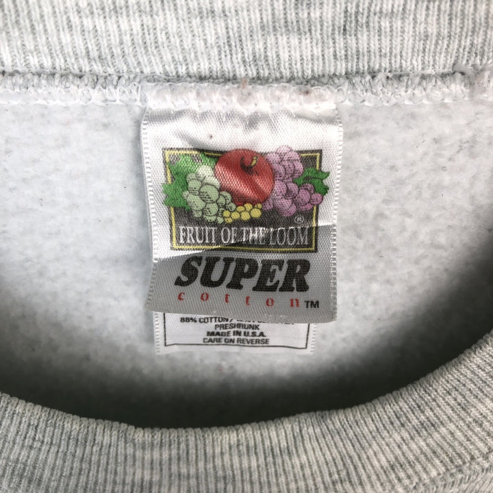 90'S Fruit of the Loom Triple Print College Sweatshirt, Made in USA, Men's XL (approx.) Vintage cotton gray type Vintage Second Hand