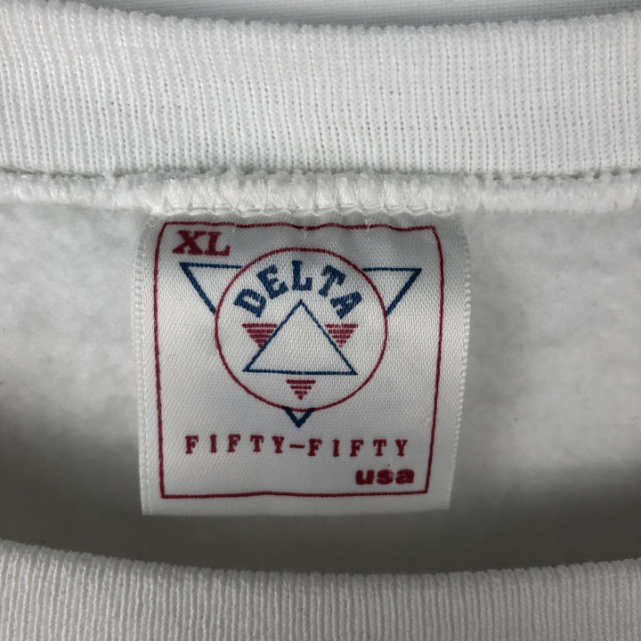 90'S Delta FIFTY-FIFTY MICHIGAN University of Michigan College Sweatshirt, Made in USA, Men's XL equivalent. cotton white type Vintage Second Hand