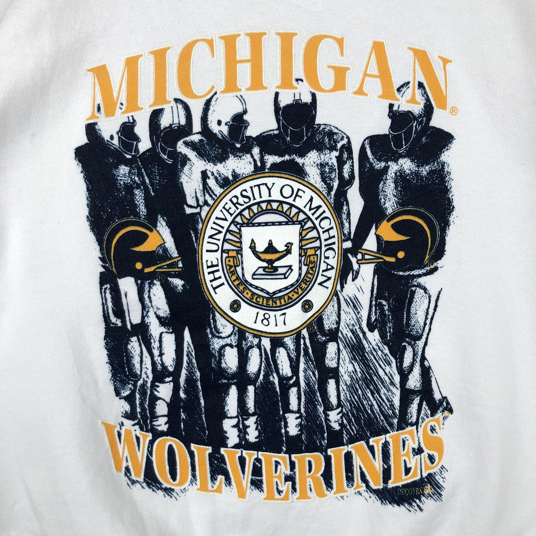 90'S Delta FIFTY-FIFTY MICHIGAN University of Michigan College Sweatshirt, Made in USA, Men's XL equivalent. cotton white type Vintage Second Hand