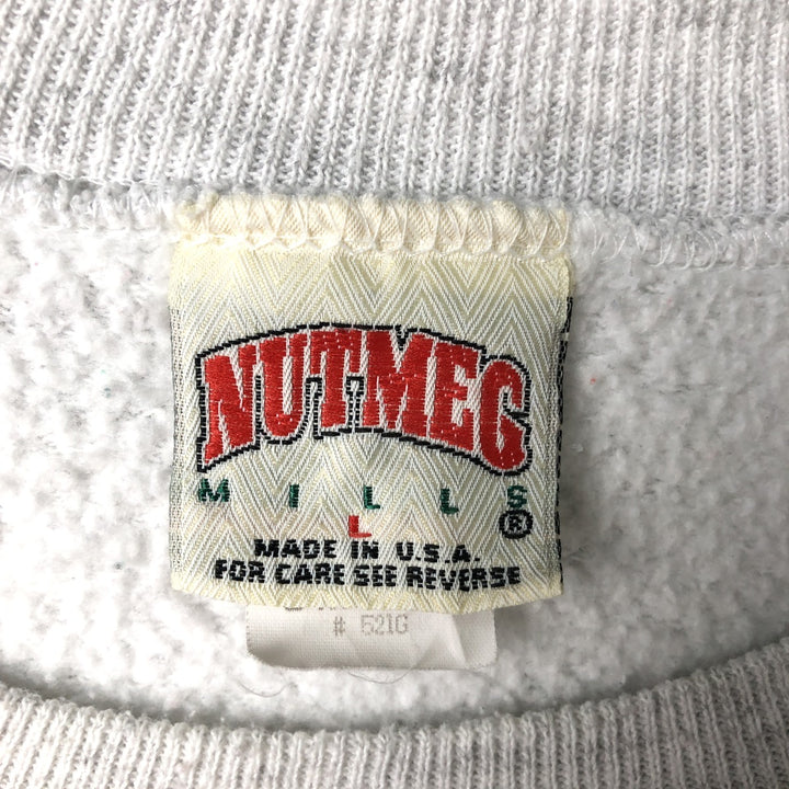90'S Nutmeg College Sweatshirt, Made in USA, Men's Size L (approx.), Vintage cotton white type Vintage Second Hand