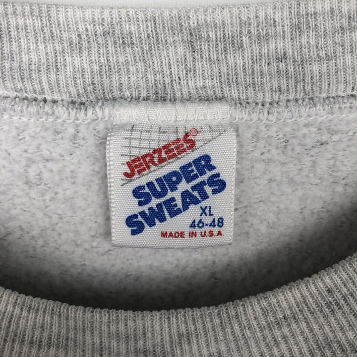 80s-90'S Jerzees College Sweatshirt, Made in USA, Men's XL, Vintage polyester gray type Vintage Second Hand