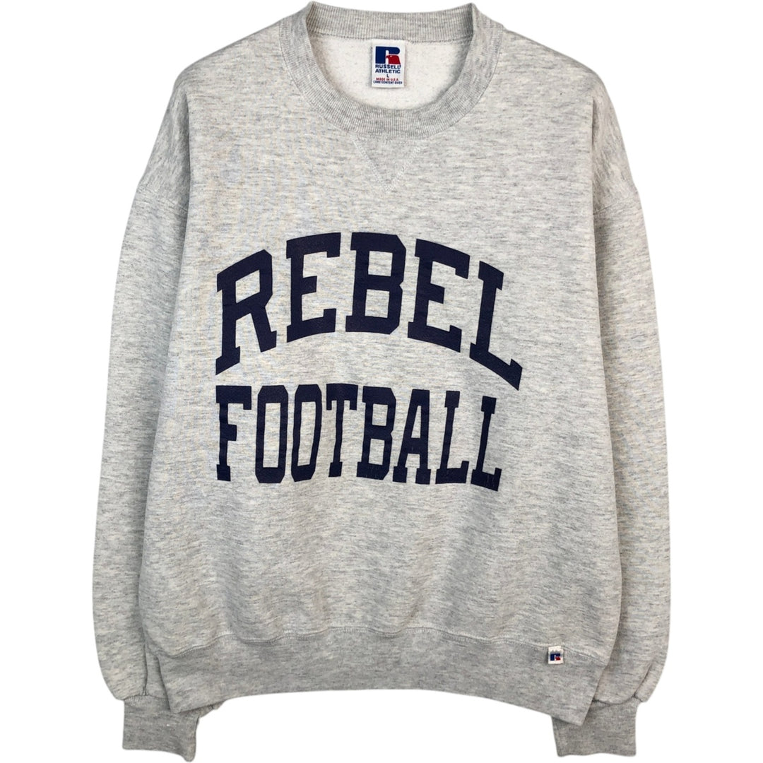 80s-90'S Russell Print Sweatshirt, Made in USA, Men's Size L (Equivalent), Vintage cotton gray type Vintage Second Hand