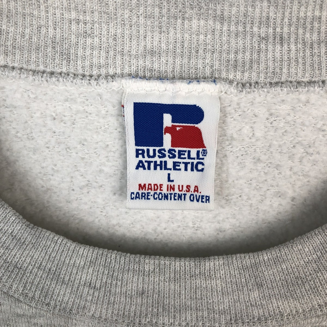 80s-90'S Russell Print Sweatshirt, Made in USA, Men's Size L (Equivalent), Vintage cotton gray type Vintage Second Hand