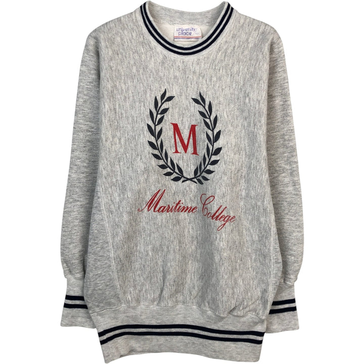 University Place College Sweatshirt, Made in USA, Men's Size L (approx.) cotton gray type Vintage Second Hand
