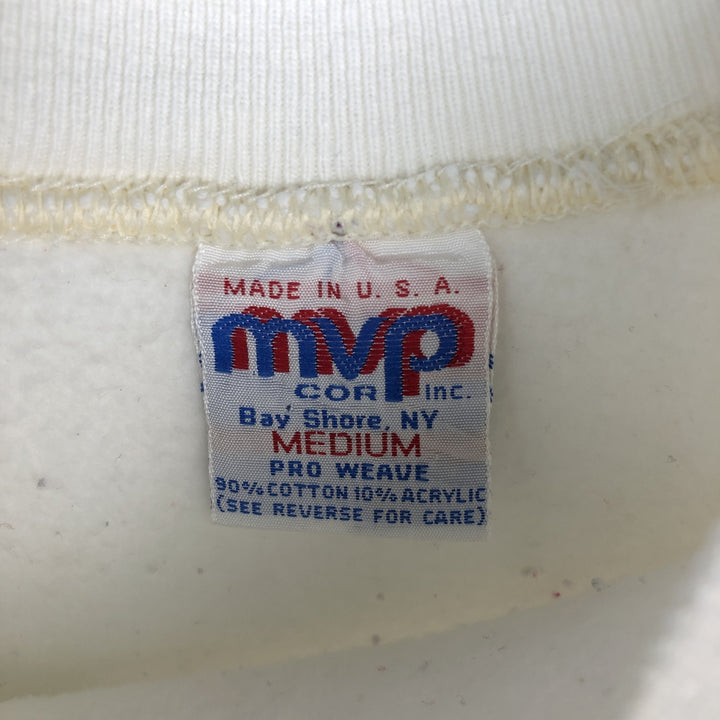 90'S MVP College Sweatshirt, Made in USA, Men's Size M (Equivalent), Vintage cotton white type Vintage Second Hand