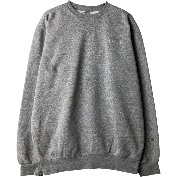 Carhartt One Point Logo Sweatshirt, Men's M Size cotton gray type Vintage Second Hand