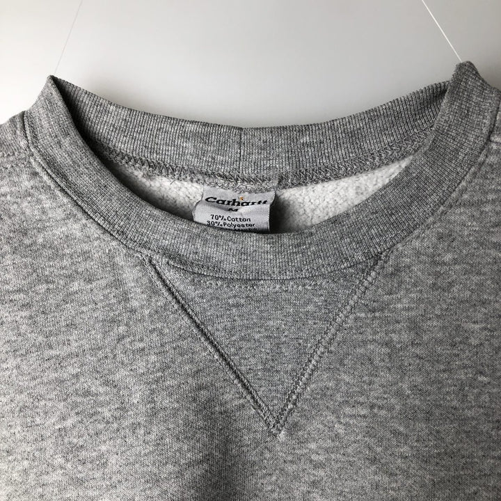 Carhartt One Point Logo Sweatshirt, Men's M Size cotton gray type Vintage Second Hand