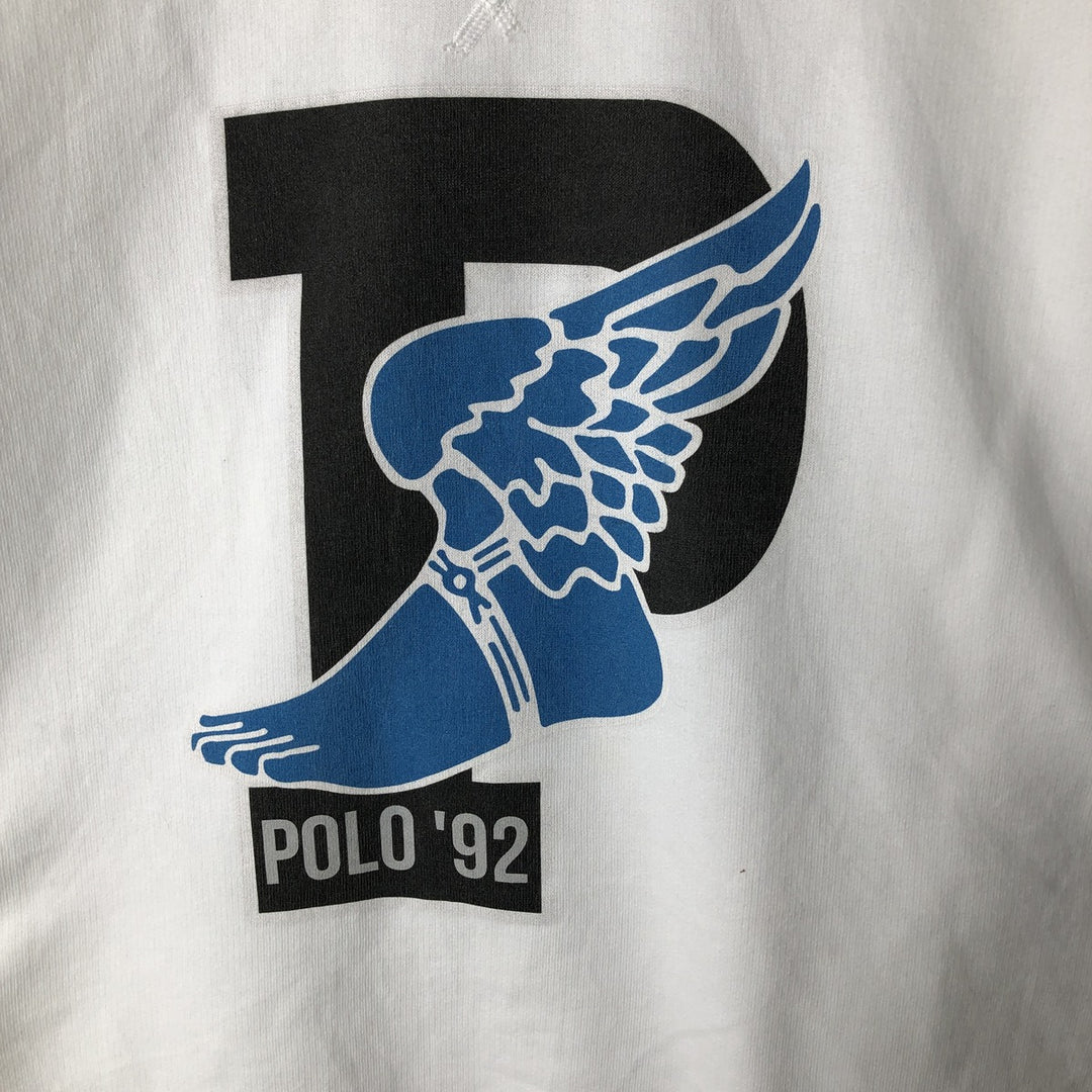 Ralph Lauren POLO RALPH LAUREN logo sweatshirt, men's size L cotton white type Vintage Second Hand