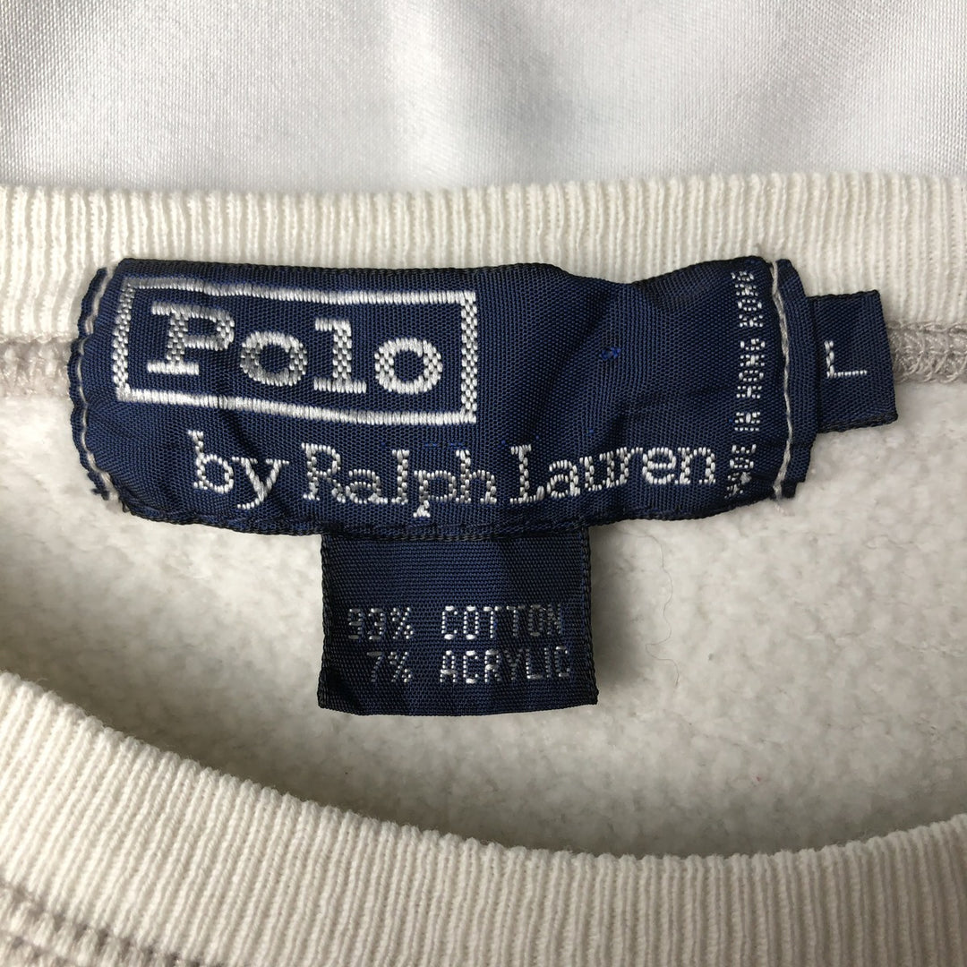 Ralph Lauren POLO by Ralph Lauren One Point Logo Sweatshirt Trainer Men's L size cotton white type Vintage Second Hand