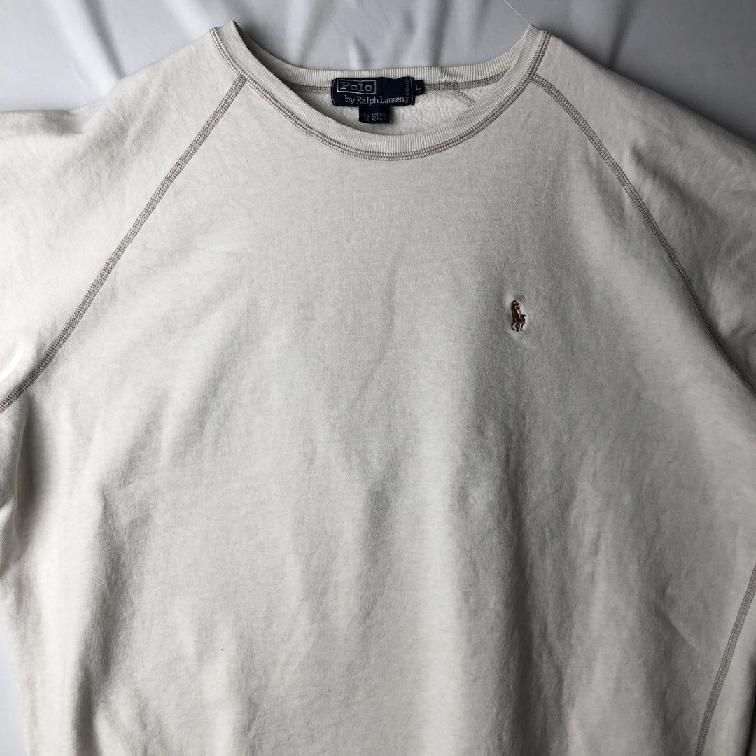 Ralph Lauren POLO by Ralph Lauren One Point Logo Sweatshirt Trainer Men's L size cotton white type Vintage Second Hand