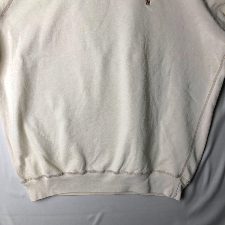 Ralph Lauren POLO by Ralph Lauren One Point Logo Sweatshirt Trainer Men's L size cotton white type Vintage Second Hand
