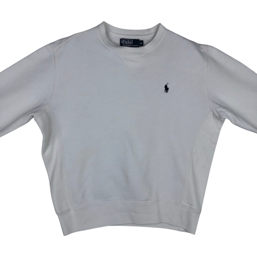 Ralph Lauren POLO by Ralph Lauren One Point Logo Sweatshirt Trainer Men's M size cotton white type Vintage Second Hand