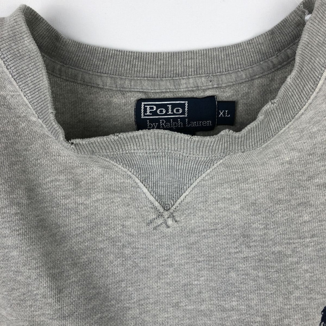 Ralph Lauren POLO by Ralph Lauren One Point Logo Sweatshirt Trainer Men's XL cotton gray type Vintage Second Hand