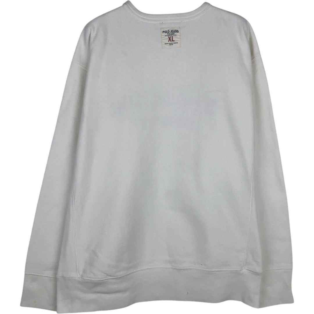 Ralph Lauren POLO JEANS COMPANY Logo sweatshirt, men's XL size cotton white type Vintage Second Hand