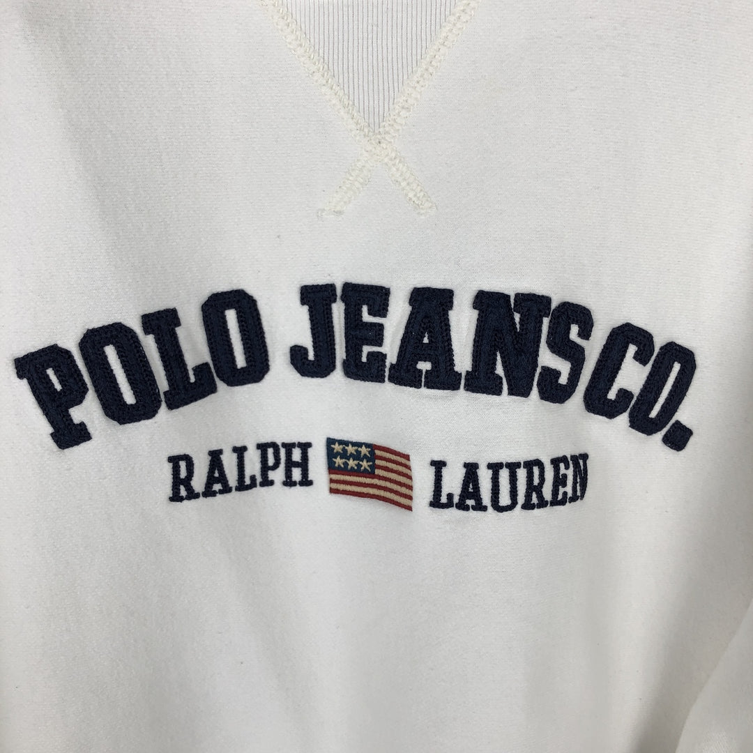 Ralph Lauren POLO JEANS COMPANY Logo sweatshirt, men's XL size cotton white type Vintage Second Hand