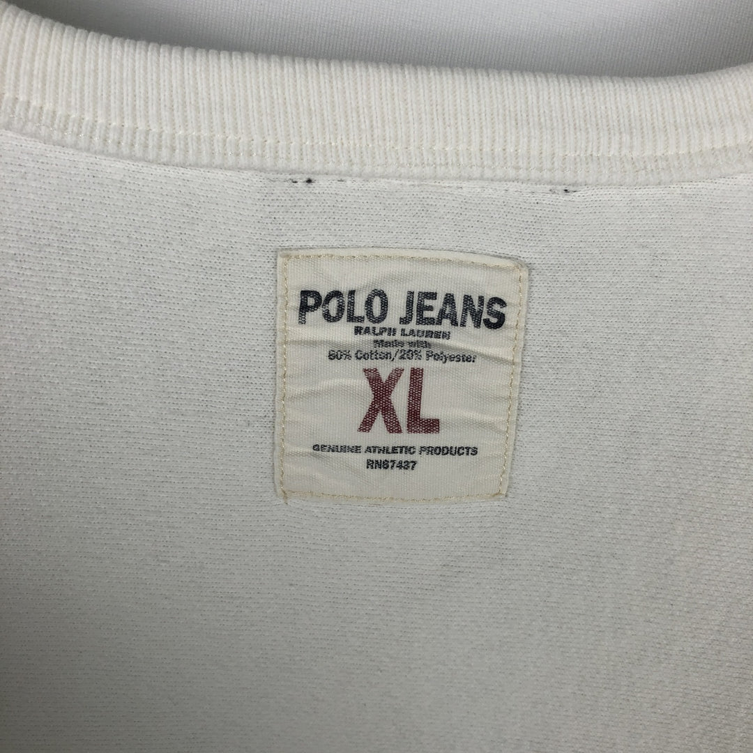 Ralph Lauren POLO JEANS COMPANY Logo sweatshirt, men's XL size cotton white type Vintage Second Hand