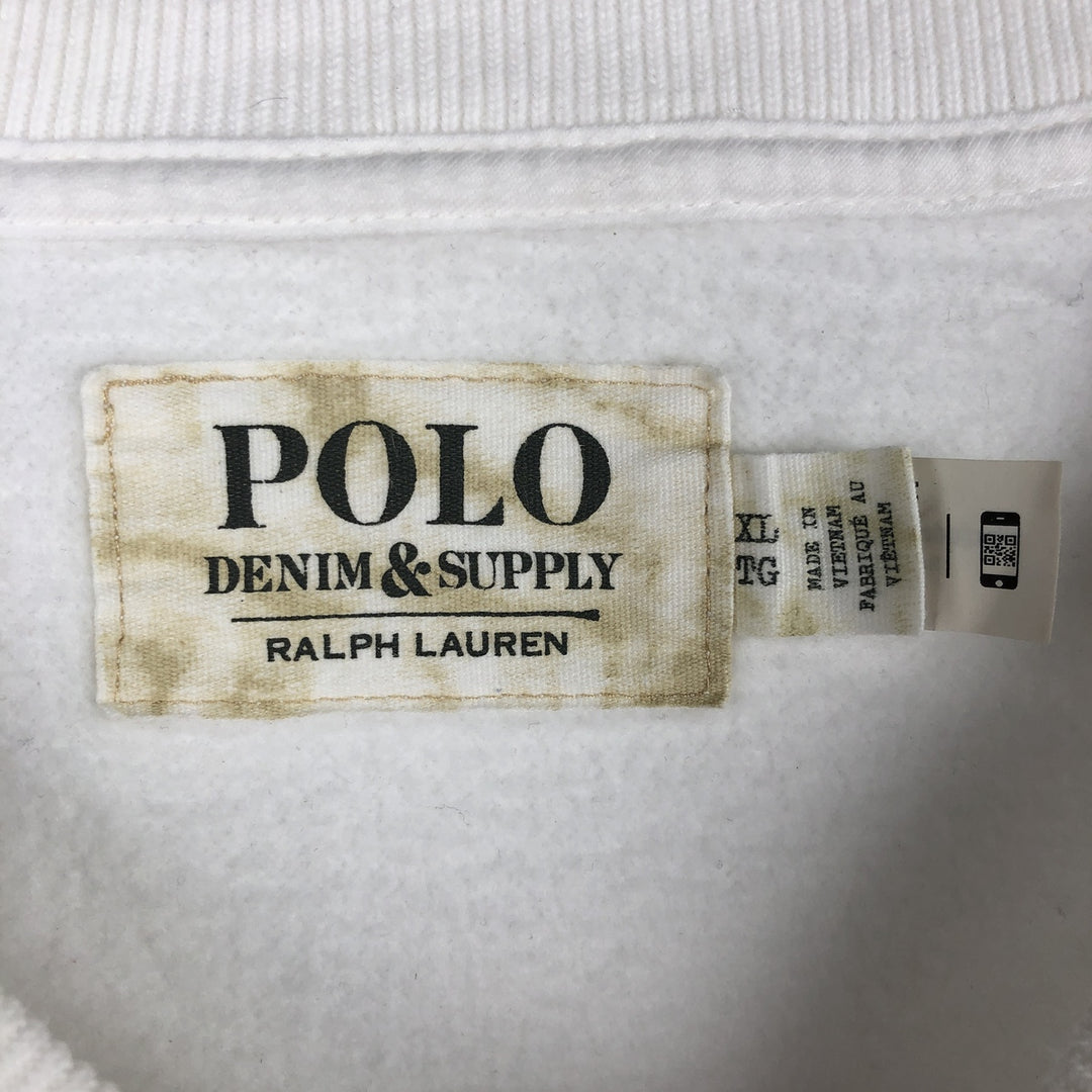 Ralph Lauren POLO DENIM & SUPPLY Polo Bear Print Sweatshirt (Men's Size XL) cotton white type Vintage Second Hand