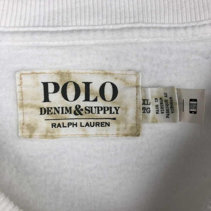 Ralph Lauren POLO DENIM & SUPPLY Polo Bear Print Sweatshirt (Men's Size XL) cotton white type Vintage Second Hand
