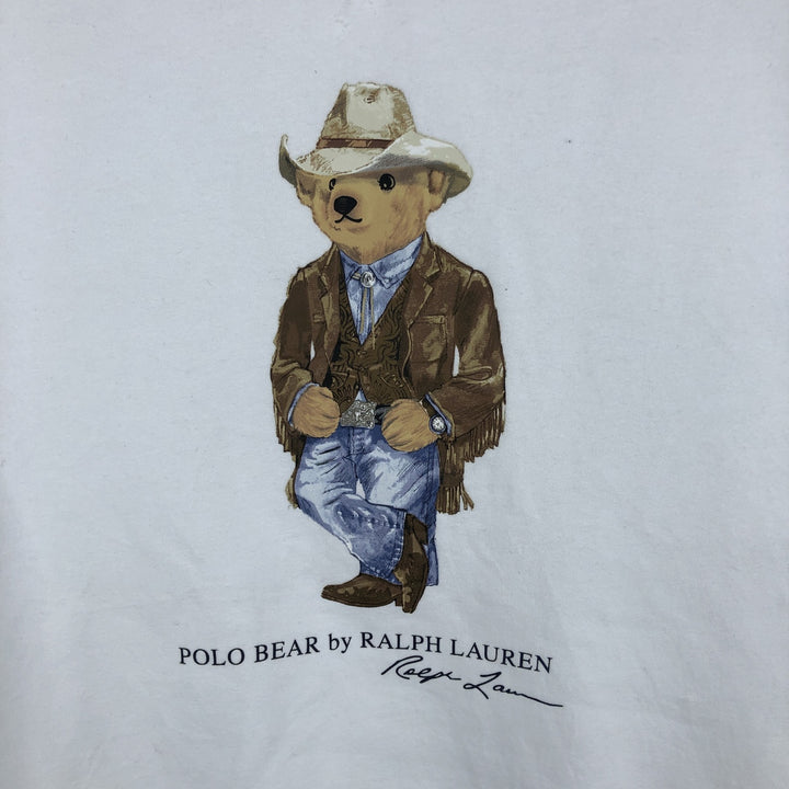 Ralph Lauren POLO DENIM & SUPPLY Polo Bear Print Sweatshirt (Men's Size XL) cotton white type Vintage Second Hand