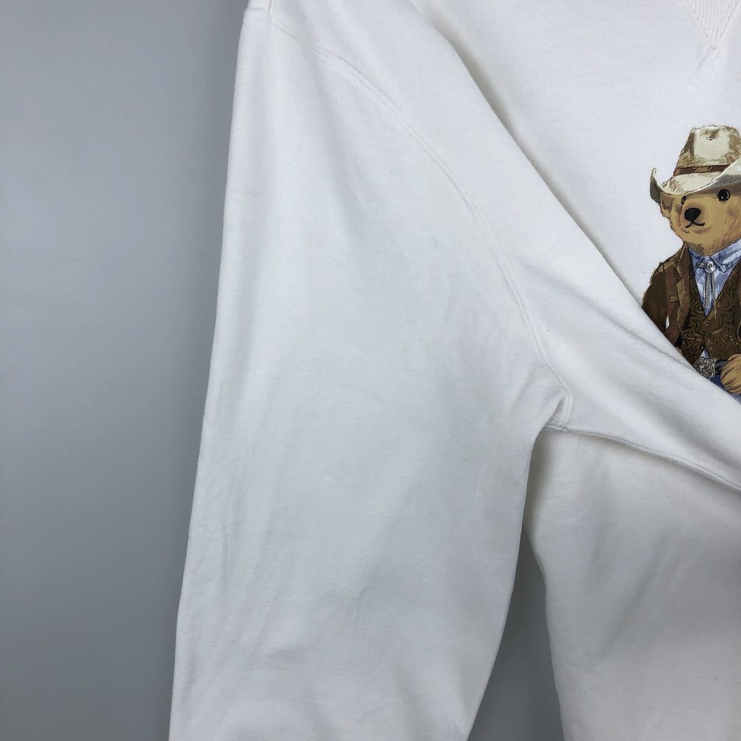 Ralph Lauren POLO DENIM & SUPPLY Polo Bear Print Sweatshirt (Men's Size XL) cotton white type Vintage Second Hand