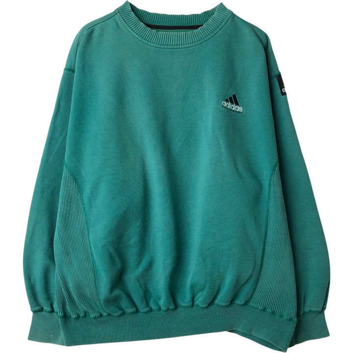 Vintage 90'S Adidas One-Point Logo Sweatshirt, Men's XL cotton Khaki type sage green Vintage Second Hand