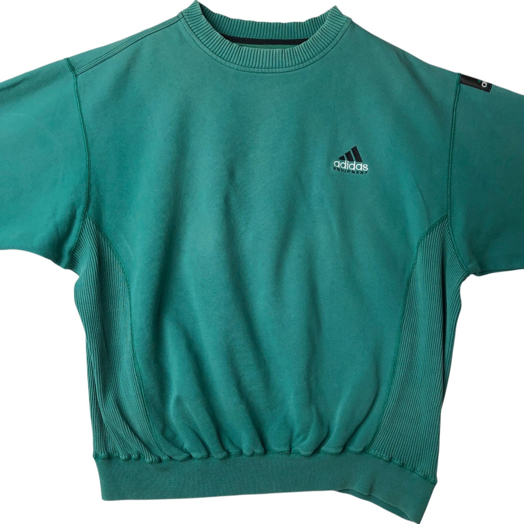 Vintage 90'S Adidas One-Point Logo Sweatshirt, Men's XL cotton Khaki type sage green Vintage Second Hand