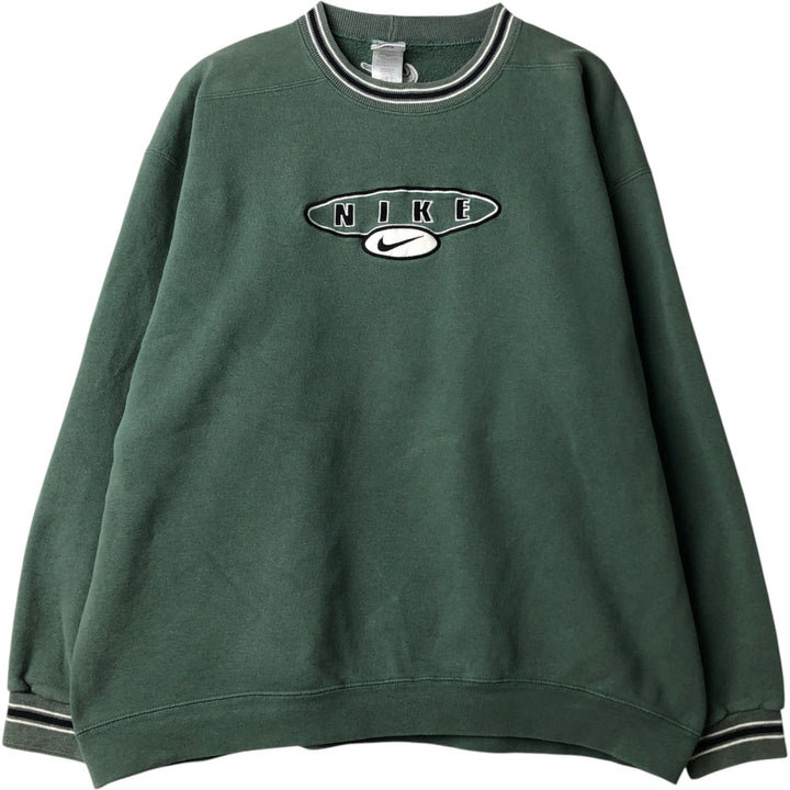90'S Nike Logo Sweatshirt, Made in USA, Men's XL, Vintage cotton Khaki type sage green Vintage Second Hand